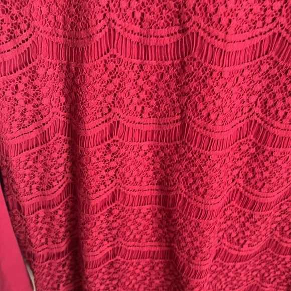 LOFT‎ Lace Top Blouse 3/4 Sleeve Cranberry Red Elegant Party Casual Size XL - Picture 8 of 10